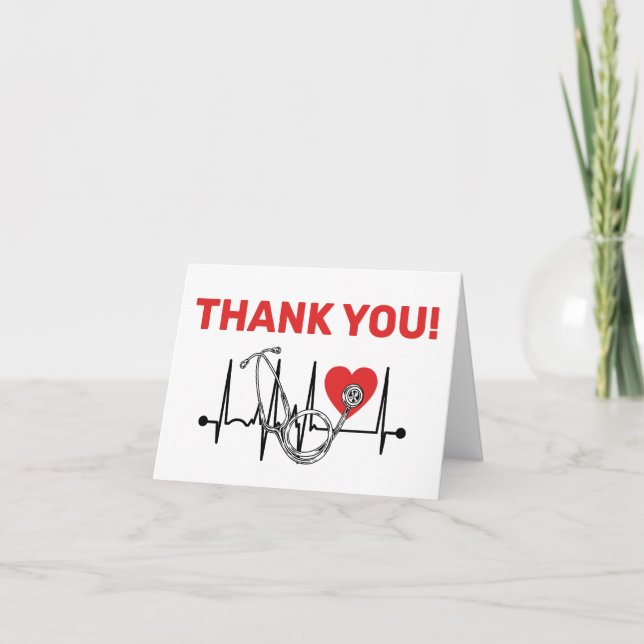 Carte De Remerciements Infirmière Docteur Coeur Médicale Stéthoscope Infi (Devant)