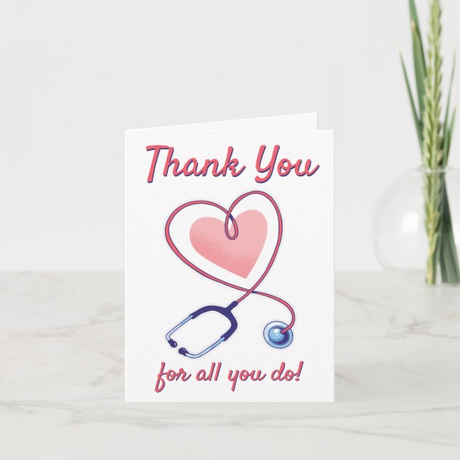 Carte De Remerciements Infirmière Docteur Coeur Médicale Stéthoscope Infi (Devant)