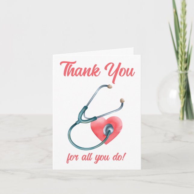 Carte De Remerciements Infirmière Docteur Coeur Médicale Stéthoscope Infi (Devant)