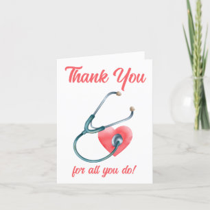 Carte De Remerciements Infirmière Docteur Coeur Médicale Stéthoscope Infi