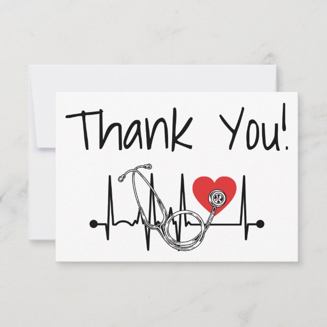 Carte De Remerciements Infirmière Docteur Coeur Médicale Stéthoscope Infi (Devant)