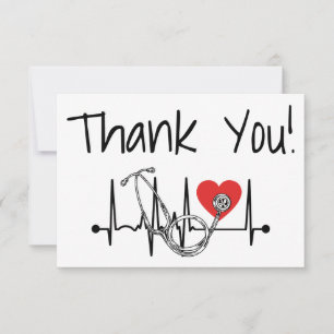 Carte De Remerciements Infirmière Docteur Coeur Médicale Stéthoscope Infi