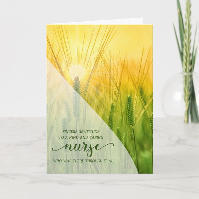 Carte De Remerciements Infirmière Herbes d'été Nature éclairée par le sol (Devant)
