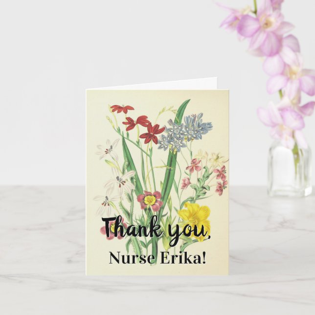 Carte de remerciements Infirmière "Merci" glamour  (Orchidée)