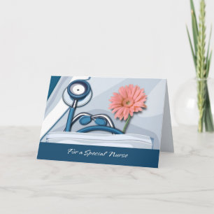 Carte De Remerciements Infirmière Merci. Stethoscope et marguerite