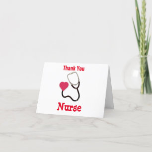 Carte De Remerciements Infirmière Stethoscope et Coeur Rouge