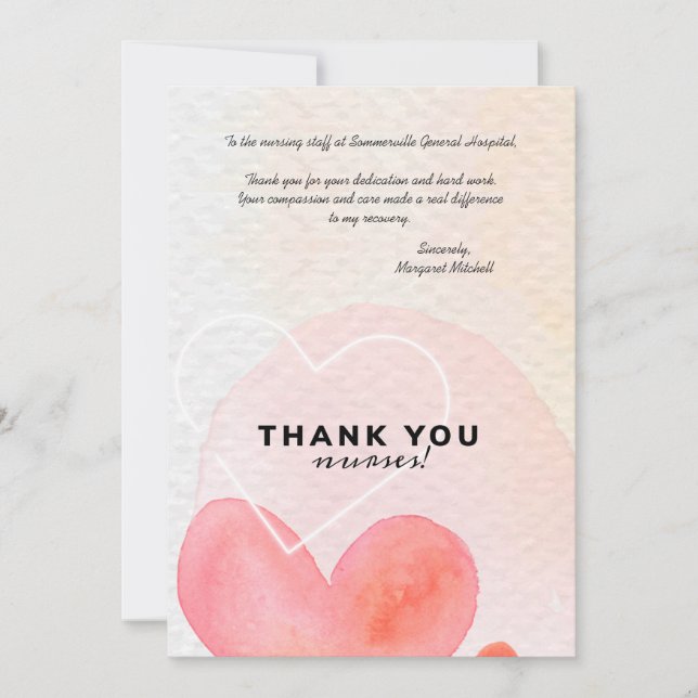 Carte De Remerciements Infirmières Mercis (Devant)