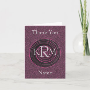 Carte De Remerciements Initiales de monogramme Tourbillons de prune Perso
