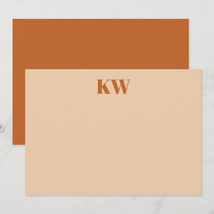 Carte De Remerciements Initiales Monogrammes en terre cuite moderne Perso