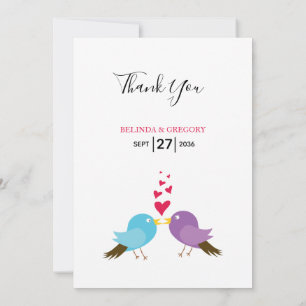 Carte De Remerciements Inséparables et Mariages de coeur