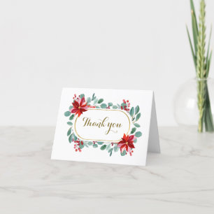 Carte De Remerciements Inspiration de Noël Poinsettia Eucalyptus