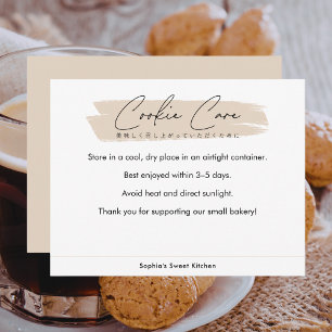Carte De Remerciements Instructions de soin de cookie beige Minimaliste S