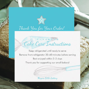 Carte De Remerciements Instructions de soin de gâteau ustensiles de cuiss