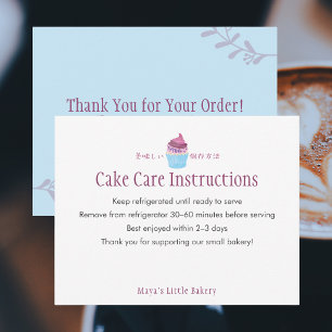 Carte De Remerciements Instructions de soin pour gâteau de cupcake scandi