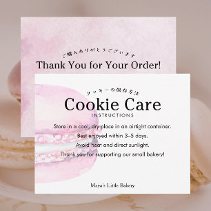 Carte De Remerciements Instructions de soin pour macarons roses rustiques