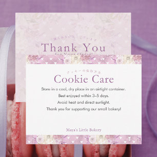 Carte De Remerciements Instructions d'entretien de biscuits floraux éléga