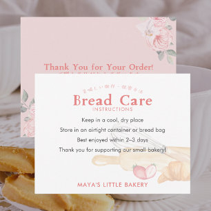Carte De Remerciements Instructions d'entretien de la pâte à pain au styl