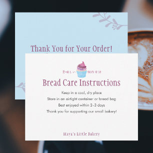 Carte De Remerciements Instructions d'entretien pour le pain de cupcake s