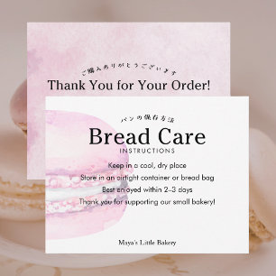 Carte De Remerciements Instructions d'entretien pour pain macaron rose ru