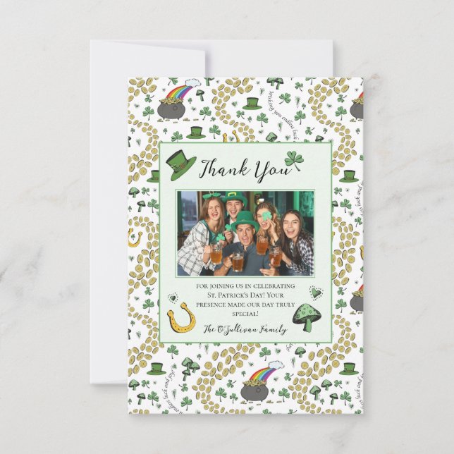 Carte de remerciements irlandais vert et blanc St  (Devant)