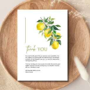 Carte De Remerciements Italie Méditerranéenne Grèce Citron Mariage Vibran