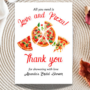 Carte De Remerciements Italien Love & Pizza Party Fête des mariées en tra