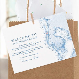 Carte De Remerciements Itinéraire de bienvenue du Mariage bleu de Clearwa