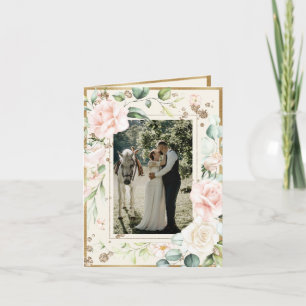 Carte De Remerciements Ivory Antique Aquarelle Photo Floral Mariage