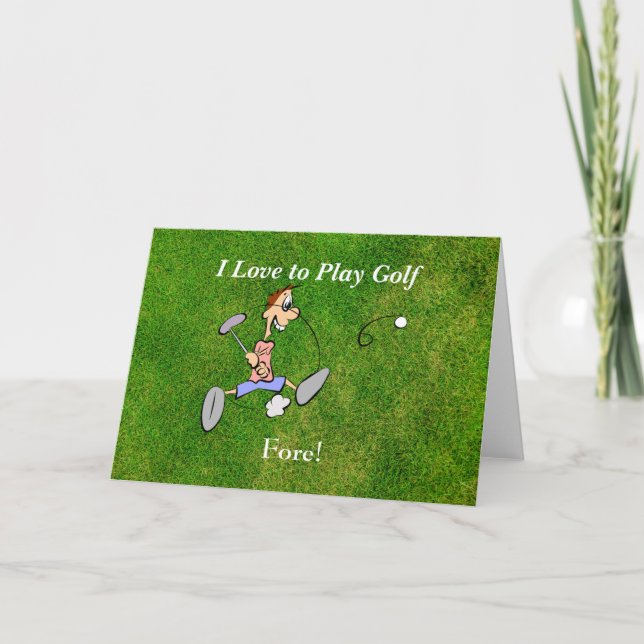 Carte De Remerciements J'adore jouer au golf - Fore! (Devant)