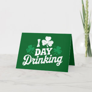 Carte De Remerciements J'aime boire pendant la journée, drôle de St Patri