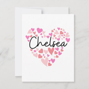 Carte De Remerciements J'aime Chelsea - coeurs pour Chelsea