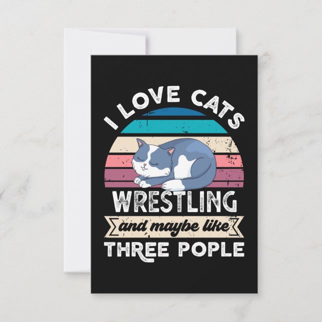 Carte De Remerciements J'aime la lutte des chats et comme trois personnes (Devant)