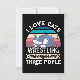 Carte De Remerciements J'aime la lutte des chats et comme trois personnes
