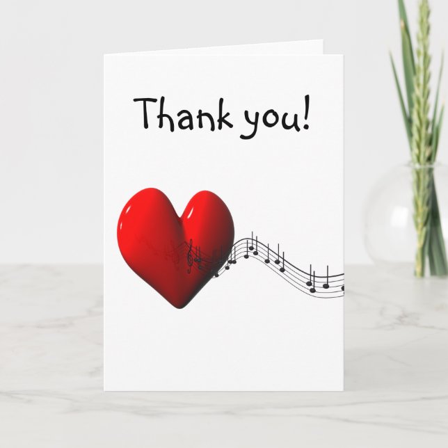 Carte De Remerciements J'aime la musique (Devant)