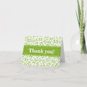 Carte De Remerciements Jalon 35 motif de nombre aléatoire vert/blanc