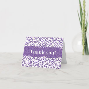 Carte De Remerciements Jalon 65 motif de nombre aléatoire violet/blanc