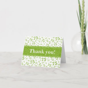 Carte De Remerciements Jalon 75 Motif de nombres aléatoires vert/blanc