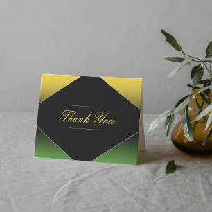 Carte De Remerciements Jamaïque Green Black & Gold Caraïbes élégant