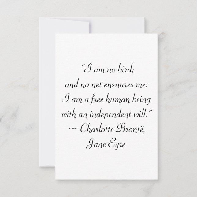 Carte De Remerciements Jane Eyre Je Ne Suis Pas Cité D'Oiseau (Devant)
