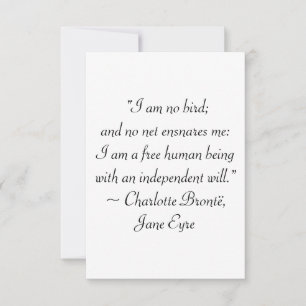 Carte De Remerciements Jane Eyre Je Ne Suis Pas Cité D'Oiseau