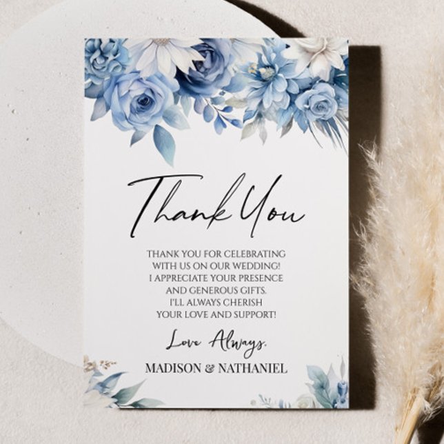 Carte De Remerciements Jardin aux fleurs bleues poussiéreuses (Créateur téléchargé)