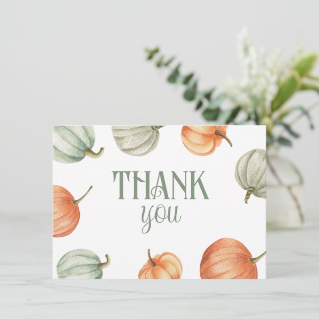 Carte De Remerciements Jardin Citrouille Automne (Debout devant)