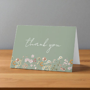 Carte De Remerciements Jardin de la Fête des mariées Fleur sauvage Sage G