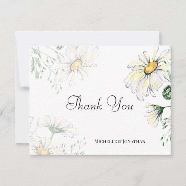 Carte De Remerciements Jardin de marais blancs Mariage d'aquarelle (Devant)