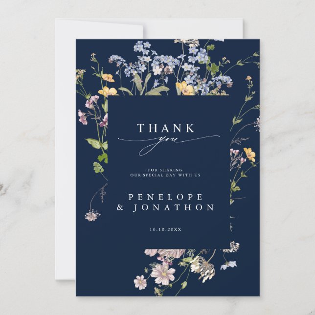 Carte De Remerciements Jardin de mariage de prairie de fleurs sauvages pr (Devant)
