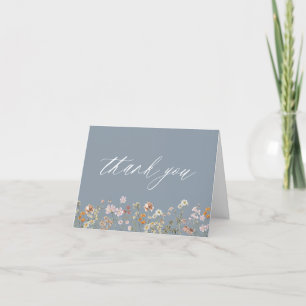 Carte De Remerciements Jardin de mariage poussiéreux bleu fleur sauvage