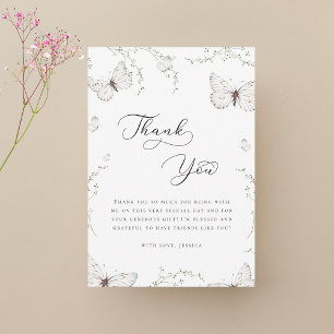 Carte De Remerciements Jardin de papillons blancs Remerciement pour la do