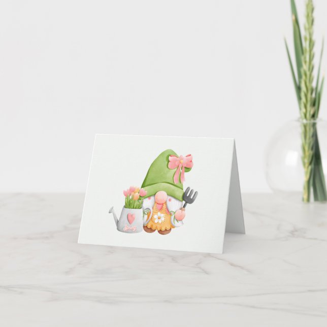 Carte De Remerciements Jardin de printemps mignon Gnome et Fleurs de tuli (Devant)