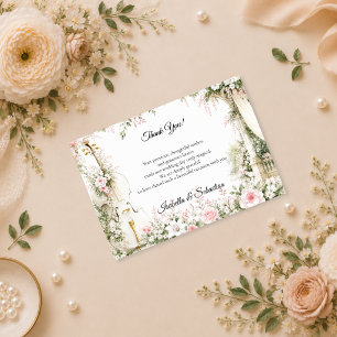 Carte De Remerciements Jardin de violoncelle romantique pour un mariage s