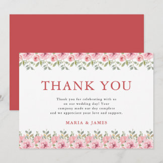 Carte De Remerciements Jardin d'été Aquarelle Mariage floral